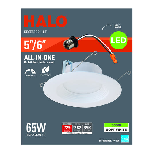 Halo White 5-6 in. W LED Retrofit Baffle Trim Kit 65 watt equivalency