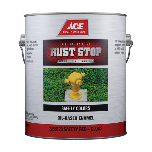 Ace Rust Stop Indoor / Outdoor Gloss Safety Red Oil-Based Enamel Rust Preventative Paint 1 gal (Pack of 4)