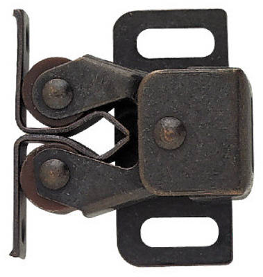 Cabinet Catch, Double Roller With Spear Strike, Bronze, 2-Pk.