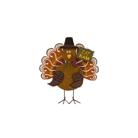 Celebrations Turkey Eat Ham Sign Fall Decoration 18.03 in. H x 5.98 in. W 1 pk (Pack of 4)