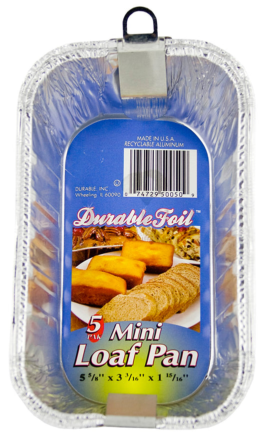 Durable Foil D50050 6" Aluminum Mini Loaf Pan 5 Count (Pack of 12)