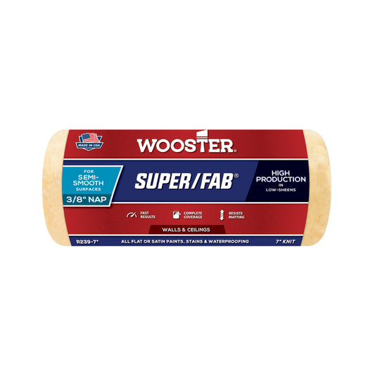 Wooster Super/Fab Fabric 3/8 in. x 7 in. W Regular Paint Roller Cover 1 pk (Pack of 12)