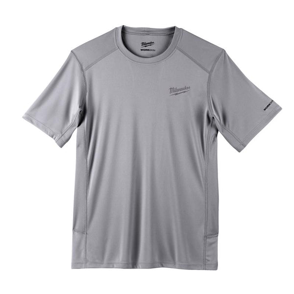 Camiseta de rendimiento ligera gris con cuello redondo y manga corta para hombre Milwaukee Workskin XXL