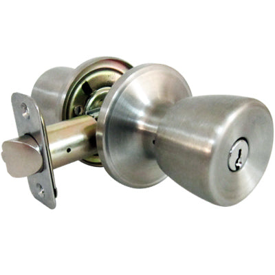 Entry Lockset, Medium Tulip-Style Knob, Stainless Steel (Pack of 3)