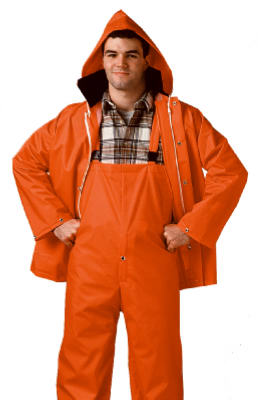 Blaze Orange Jacket/Bib Overall Complete Rain Suit, Medium