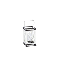 Everlasting Glow 12 in. H X 4 in. W X 4 in. L Black/White Metal/Wood Lantern