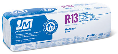 Un-Faced Kraft Batt Insulation, R13, 106.5-Sq. Ft. Bag