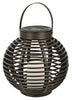 Paradise GL29353BR Brown Round Solar Flickering Rattan Basket Light