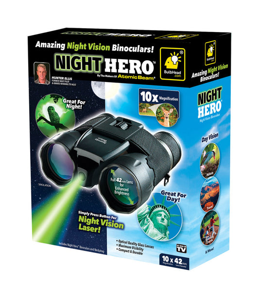 Atomic Beam Night Hero Black Plastic Case Manual Standard Night Vision Binocular 10 x 42 mm.