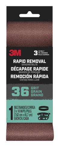 3m Belt3x181pk36 3 X 18 Rapid Removal 36 Grit Power Sanding Belt