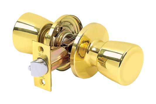 Tell Alton Bright Brass Passage Lockset 1-3/4 in.