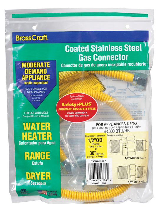 Brasscraft  ProCoat  1/2 in. 1/2 in. Dia. x 36 in. L Stainless Steel  Connector