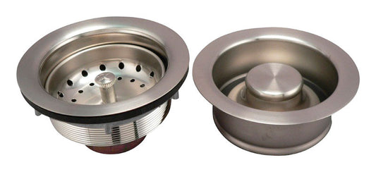 Keeney 3-1/2 in. Brushed Nickel Brass Strainer Assembly and Disposal Flange Set