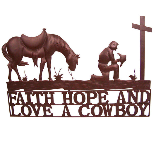 De Leon Collections Metal Faith , Hope And Love Cowboy Sign 20.8" X 14" (Case of 8)