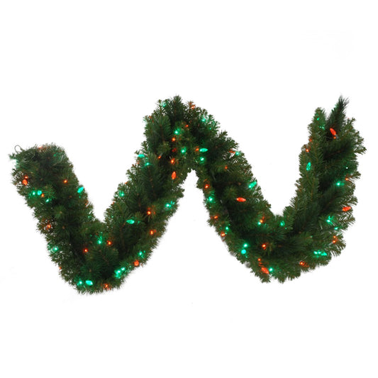 Celebrations Platinum  Prelit Green  Pine Garland  9 ft. L Red and Green (Pack of 4)