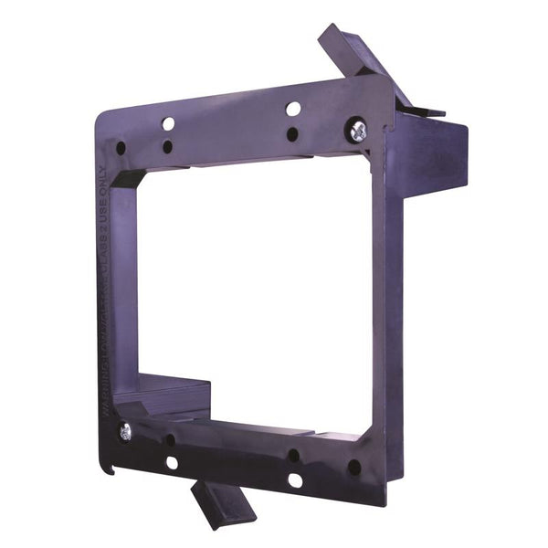 Soporte de montaje de bajo voltaje de PVC rectangular de 2 bandas Vanco Old Work, color negro