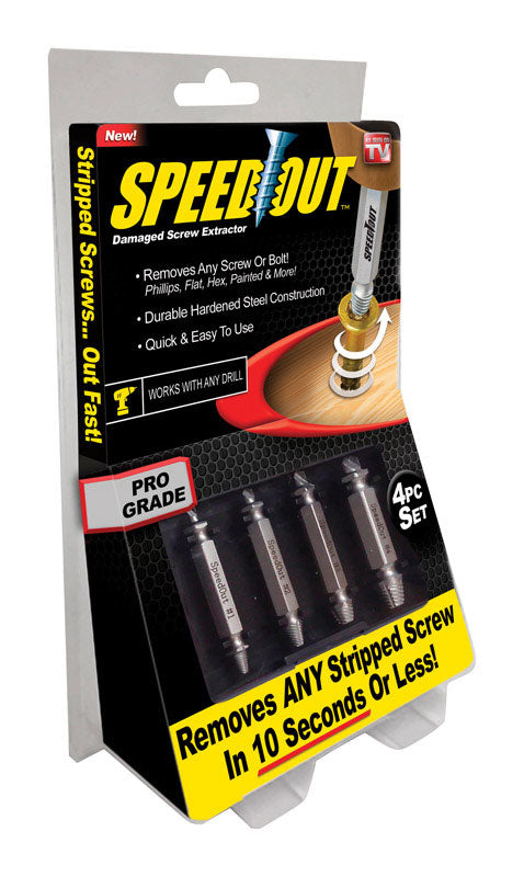 SpeedOut Pro Grade Multi Size Steel Screw Extractor 4 pc