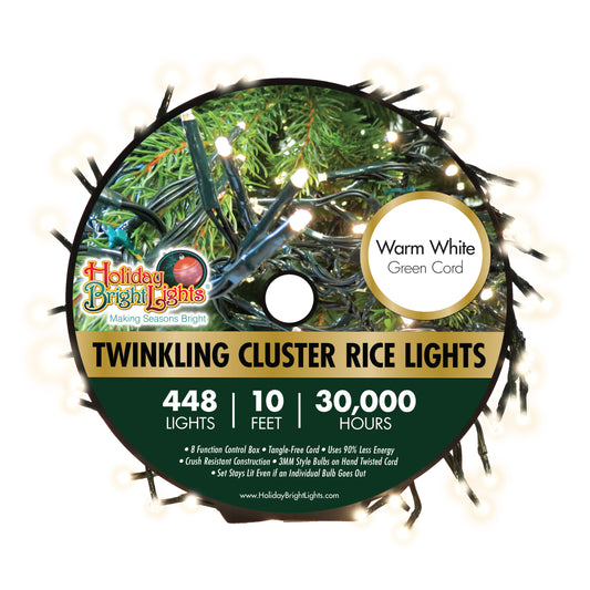 448 LED Warm White Twinkling Cluster Rice Lights
