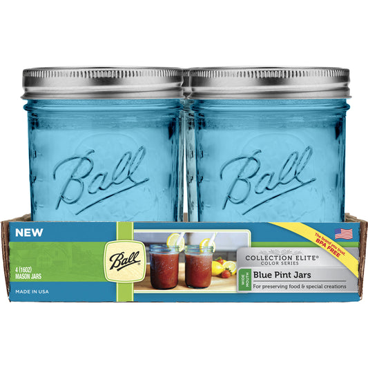 Ball  Collection Elite  Wide Mouth  Canning Jar  1 pt. 4 pk