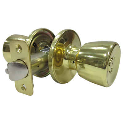 Tulip-Style Knob Entry Lockset, Polished Brass