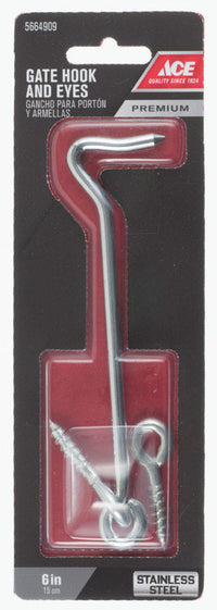 Gate Hook/Eye 6" Ss (Pack of 5)