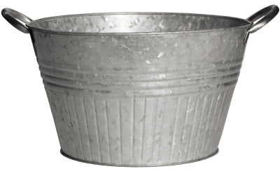 Jardinera con asas, redonda, de metal galvanizado, 16 pulgadas
