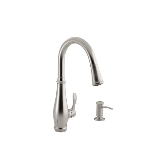 Kohler Cruette Brushed Nickel Contemporary 1-Handle Pulldown Kitchen Faucet 16-3/4 H in.