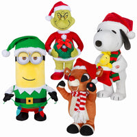 Animated Plush Christmas Characters, Grinch, Snoopy, Rudolph, Minion Kevin (Pack of 12)