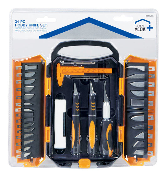 Home Plus 10 in. Fixed Blade Hobby Knife Set Black (Pack of 6)