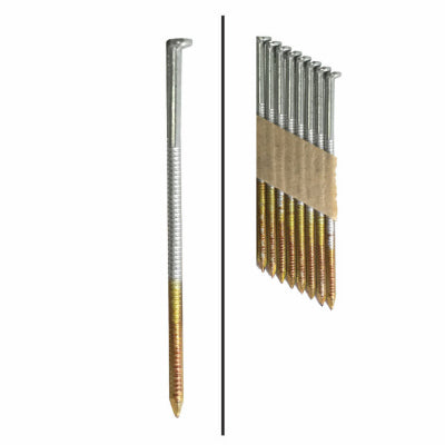 Clavos para enmarcar, cinta de papel, vástago anillado, galvanizados por inmersión en caliente, 3 pulg. x 0,120, 2500 unidades