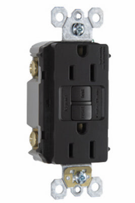 Pass & Seymour  15 amps 125 volt Black  GFCI Outlet  5-15R  1 pk