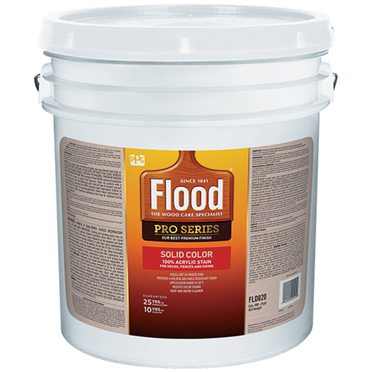 Flood  Pro Series  Solid  Satin  White  Tint Base  Acrylic  Wood Stain  5 gal.