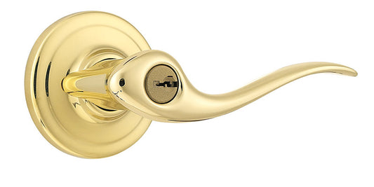 Kwikset  Tustin  Polished Brass  Entry Lockset  ANSI/BHMA Grade 2  KW1  1-3/4 in.