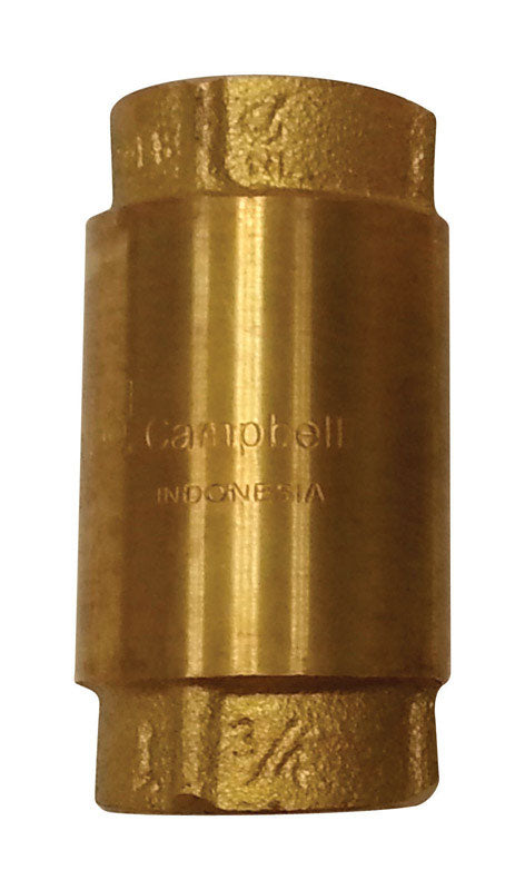 Campbell 3/4 in. D X 3/4 in. D Yellow Brass Spring Loaded Check Valve