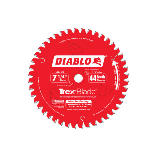 Diablo  7-1/4 in. Dia. x 5/8 in.  Carbide Tip  Circular Saw Blade  44 teeth 1 pc.