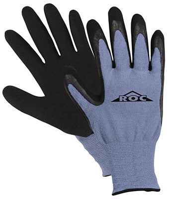 Work Gloves, Latex Coated Palm, Blue, Large