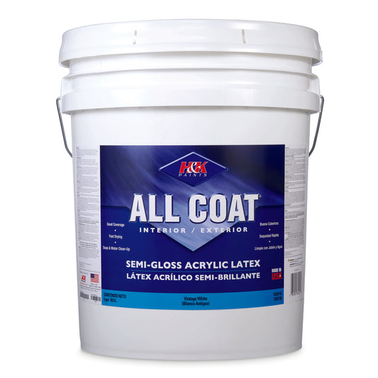 H&K Company All-Coat Semi-Gloss Virginia White Acrylic Latex Paint Indoor/Outdoor 5 gal.