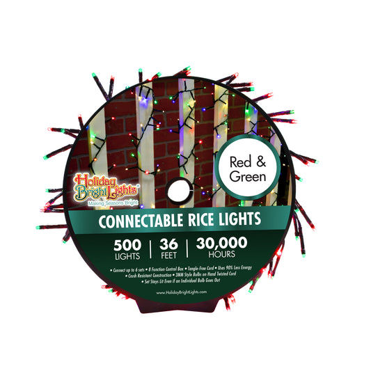 Holiday Bright Lights Christmas 500L Twinkling Straight Rice - Red & Green Combo