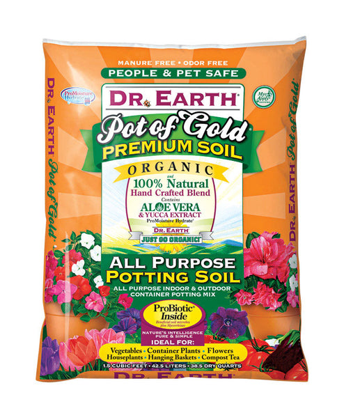 Tierra orgánica para macetas Pot of Gold de Dr. Earth, 1,5 pies cúbicos