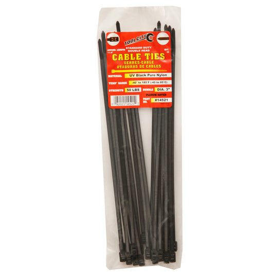 Tool City  11.8 in. L Black  Cable Tie  25 pk