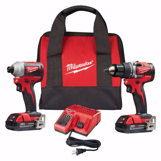 Milwaukee  M18  Cordless  Brushless 2 tool Compact Drill and Impact Driver Kit  18 volt