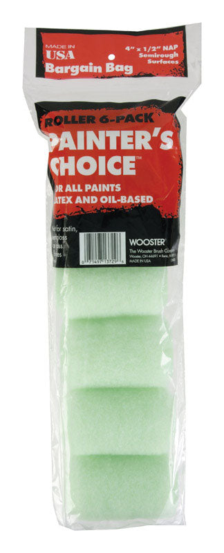 Wooster Painter's Choice Fabric 4 in. W X 1/2 in. Trim Paint Roller Cover 6 pk