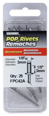 Aluminum Rivet, Short, 1/8-In. Dia., 25-Pk. (Pack of 5)