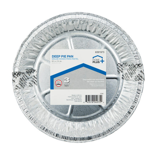 Home Plus Durable Foil 8-1/4 in. W x 8-1/4 in. L Deep Pie Dish Silver 3 pk (Pack of 12)