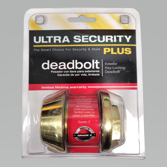 Ultra Security Polished Brass Metal Single Cylinder Deadbolt