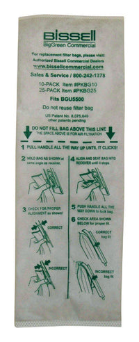 Bissell BigGreen Commercial Vacuum Bag For Replacement Filter Bag 10 pk
