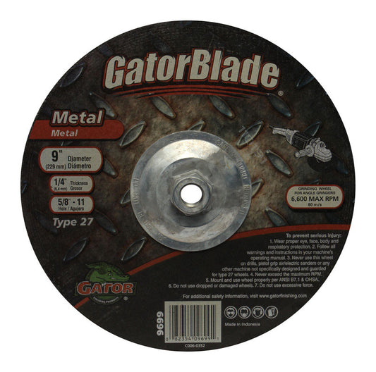 Gator  9 in. Dia. x 1/4 in. thick  x 5/8 in.   Metal Grinding Wheel  1 pc.