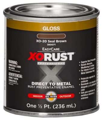 Premium Ant-Rust Oil-Base Enamel, Seal Brown Gloss, 1/2-Pt.