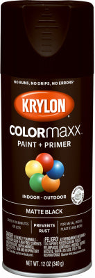 COLORmaxx Spray Paint + Primer, Matte Black, 12-oz.