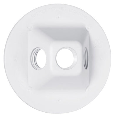 Weatherproof Lamp Holder Cluster Cover, Round, Three Outlets, Non-Metallic, White